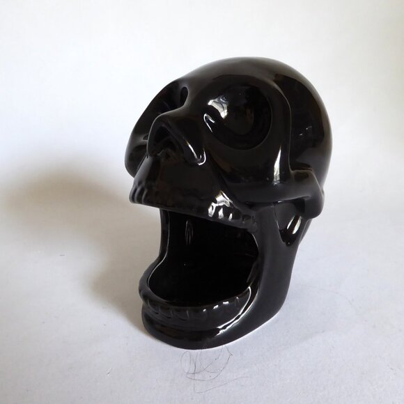 BOSTON WAREHOUSE KITCHEN BLACK CERAMIC SKULL SCRUB CONTAINER HOLDER (NEW) - Picture 6 of 9